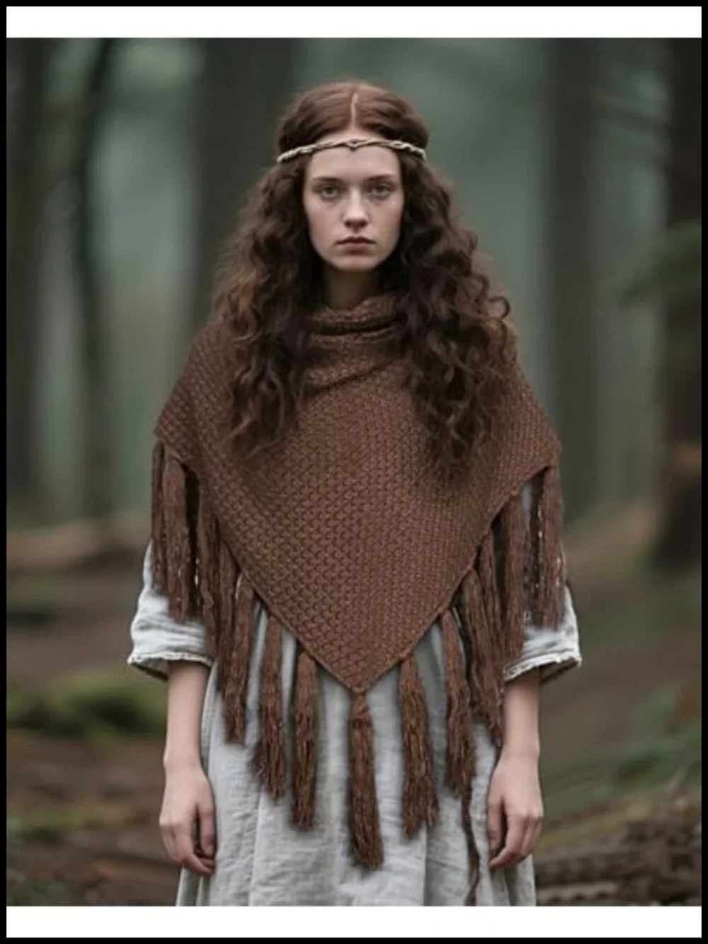 Knit Triangle Shawl Medieval Renaissance Wrap Scarf Cosplay LARP